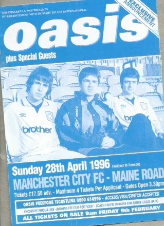 Oasis Maine Road 1996 Flyer — Tim Robson